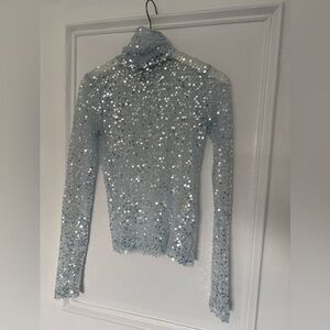 Blue Lace sequin turtle neck
Pre owned like new